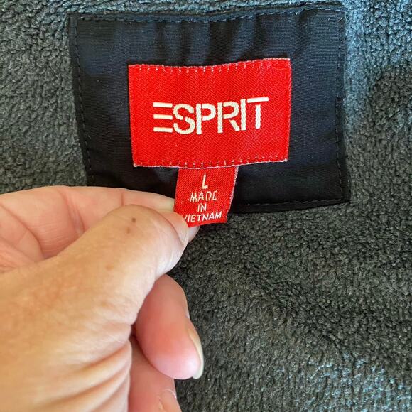 Esprit Vintage Quilted Jacket Coat SZ L Black Cottagecore Y2K 90’s - Picture 3 of 8